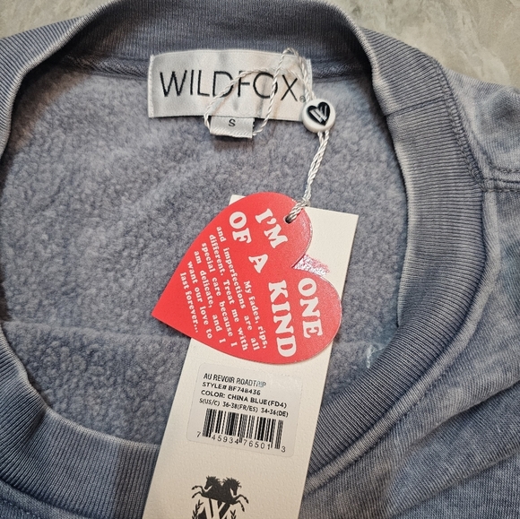 Wildfox “Au Revoir Roadtrip” Sweatshirt NWT China Blue Women’s Small - Picture 7 of 11